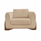 Kit 2 Poltronas Decorativas Pés Em Madeira Buzz Linho Bege G6