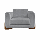 Kit 2 Poltronas Decorativas Pés Em Madeira Buzz Linho Cinza G