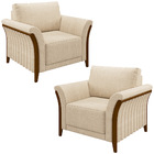 Kit 2 Poltronas Decorativas Pés Em Madeira Market Linho Champ