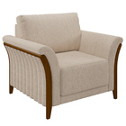 Kit 2 Poltronas Decorativas Pés Em Madeira Market Linho Cru G