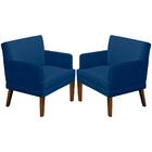 Kit 2 Poltronas Decorativas Pes Madeira Aspen Veludo Sanch
