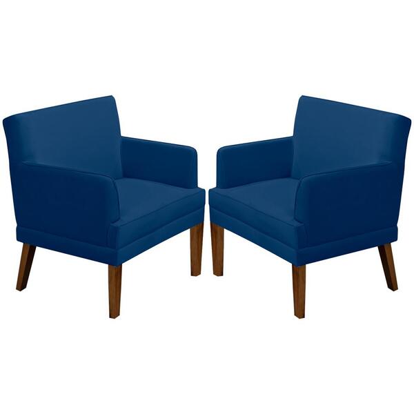 Kit 2 Poltronas Decorativas Pes Madeira Aspen Veludo Sanch