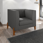 Kit 2 Poltronas Decorativas Pés Madeira Castanho Ancara Suede