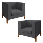Kit 2 Poltronas Decorativas Pés Madeira Castanho Ancara Velud