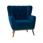 Kit 2 Poltronas Decorativas Pés Madeira Eivissa Veludo Azul M