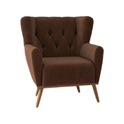 Kit 2 Poltronas Decorativas Pés Madeira Eivissa Veludo Marrom