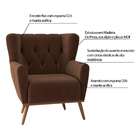 Kit 2 Poltronas Decorativas Pés Madeira Eivissa Veludo Marrom