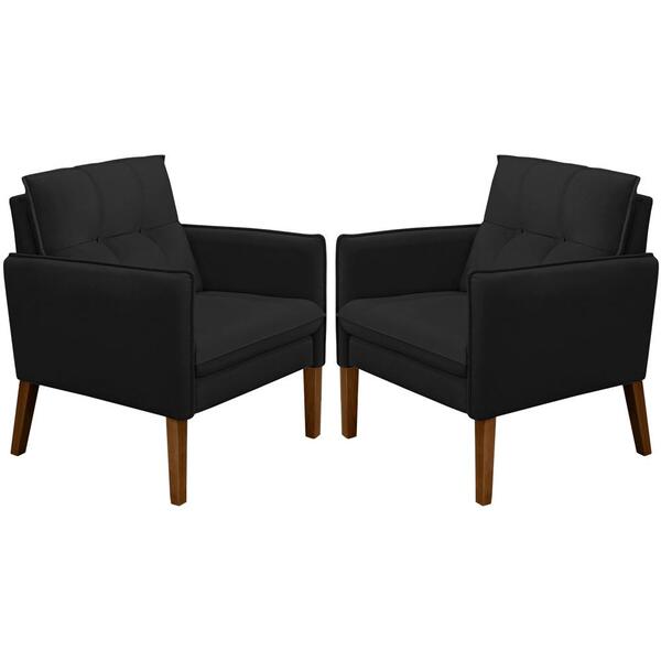 Kit 2 Poltronas Decorativas Pes Madeira Electra Veludo Sanch