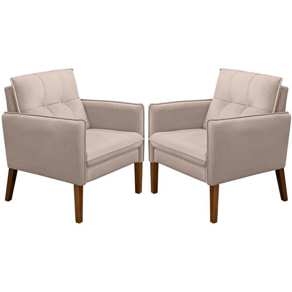 Kit 2 Poltronas Decorativas Pes Madeira Electra Veludo Sanch