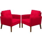 Kit 2 Poltronas Decorativas Pes Madeira Electra Veludo Sanch