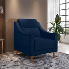 Kit 2 Poltronas Decorativas Pés Madeira Eriksen Veludo Azul M