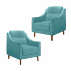Kit 2 Poltronas Decorativas Pés Madeira Eriksen Veludo Azul T