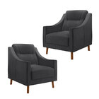 Kit 2 Poltronas Decorativas Pés Madeira Eriksen Veludo Cinza