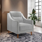 Kit 2 Poltronas Decorativas Pés Madeira Eriksen Veludo Cinza