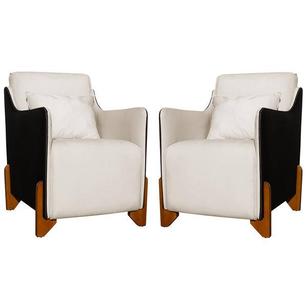 Kit 2 Poltronas Decorativas Pés Madeira Heloisa Veludo Compos