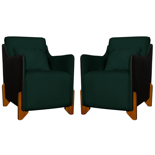 Kit 2 Poltronas Decorativas Pés Madeira Heloisa Veludo Compos