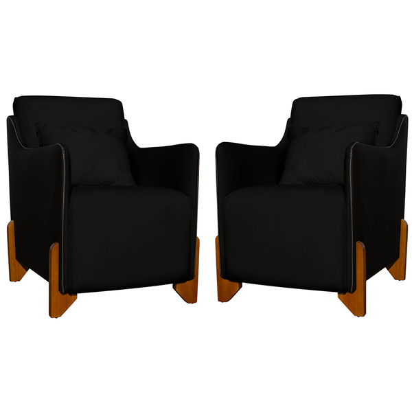 Kit 2 Poltronas Decorativas Pés Madeira Heloisa Veludo Compos