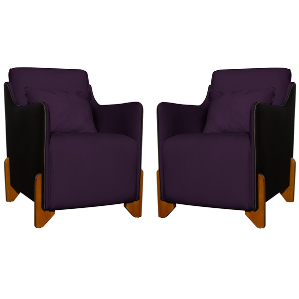 Kit 2 Poltronas Decorativas Pés Madeira Heloisa Veludo Compos