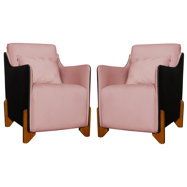 Kit 2 Poltronas Decorativas Pés Madeira Heloisa Veludo Compos
