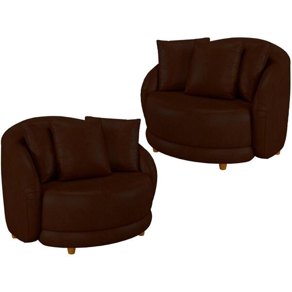 Kit 2 Poltronas Decorativas Pes Madeira Maly Corano Moll