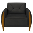 Kit 2 Poltronas Decorativas Pés Madeira Maragogi Pu Preto G45