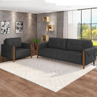 Kit 2 Poltronas Decorativas Pés Madeira Maragogi Pu Preto G45