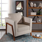 Kit 2 Poltronas Decorativas Pés Madeira Mucari Linho Bege - G