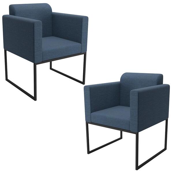 Kit 2 Poltronas Decorativas Pés Metálicos Anita Linho 765 F02