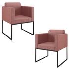 Kit 2 Poltronas Decorativas Pés Metálicos Anita Veludo 402 F0