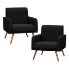 Kit 2 Poltronas Decorativas Pés Palito Carla Suede D05 Preto