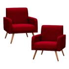 Kit 2 Poltronas Decorativas Pés Palito Carla Suede D05 Vermel