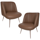 Kit 2 Poltronas Decorativas Pés Palito Champagne Dortmund Pu