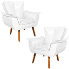 Kit 2 Poltronas Decorativas Pés Palito Charger Pu Branco G19