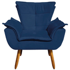 Kit 2 Poltronas Decorativas Pés Palito Charger Suede Azul Mar