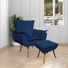 Kit 2 Poltronas Decorativas Pés Palito Charger Suede Azul Mar