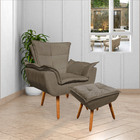 Kit 2 Poltronas Decorativas Pés Palito Charger Suede Nude G19