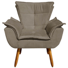 Kit 2 Poltronas Decorativas Pés Palito Charger Suede Nude G19