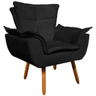 Kit 2 Poltronas Decorativas Pés Palito Charger Suede Preto G1