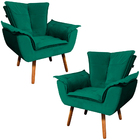 Kit 2 Poltronas Decorativas Pés Palito Charger Veludo Verde G