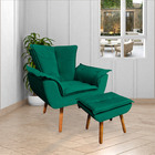 Kit 2 Poltronas Decorativas Pés Palito Charger Veludo Verde G