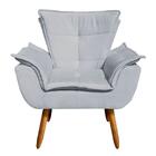 Kit 2 Poltronas Decorativas Pés Palito Com Puff Opla Suede Ci