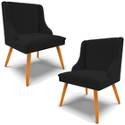 Kit 2 Poltronas Decorativas Pés Palito De Madeira Firenze Lin