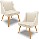 Kit 2 Poltronas Decorativas Pés Palito De Madeira Firenze Pu