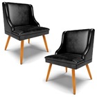 Kit 2 Poltronas Decorativas Pés Palito De Madeira Firenze Pu