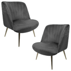 Kit 2 Poltronas Decorativas Pés Palito Gold Dortmund Veludo C