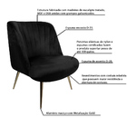 Kit 2 Poltronas Decorativas Pés Palito Gold Dortmund Veludo P