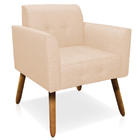 Kit 2 Poltronas Decorativas Pés Palito Karen Linho Bege G19 -