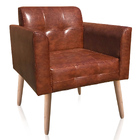 Kit 2 Poltronas Decorativas Pés Palito Karen Pu Marrom Nozes