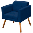 Kit 2 Poltronas Decorativas Pés Palito Karen Suede Azul Marin