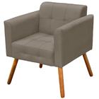 Kit 2 Poltronas Decorativas Pés Palito Karen Suede Nude G19 -